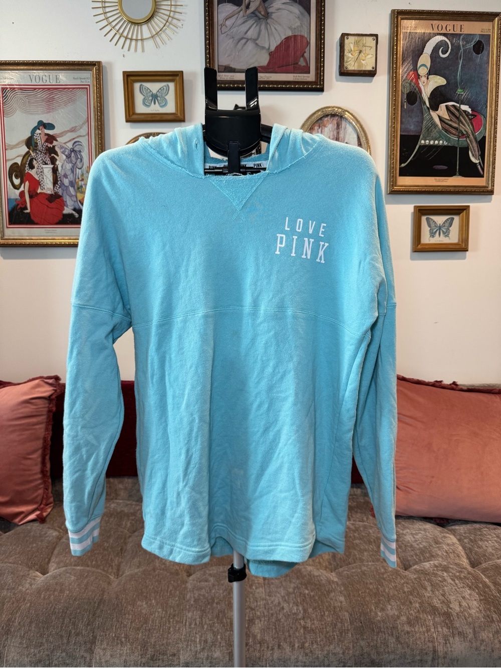 PINK Victoria's Secret Light Blue Hoodie - Love PINK